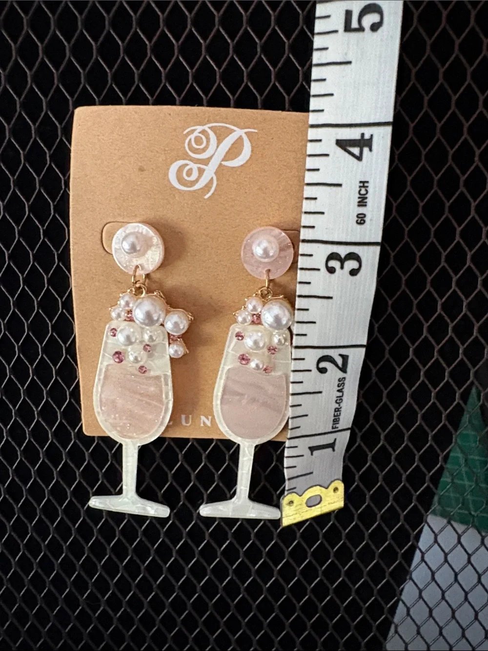 Plunder Pearl & Pink Champagne Glass Dangle Earrings